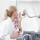Lighted Makeup Mirror, 10x Magnifying Mirror with Light and Suction Cup, LED Makeup Mirror with Adjustable Arm