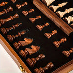Tuzwa Wooden Chess Set – 15.7" Solid Wood Chess Board with 34 Carved Pieces, 2 Extra Pieces & Classic Tabletop Design