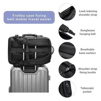 Vacuum Travel Backpack with Internal Compression System, Expandable Carry On Bag with Dry and Damp Storage Zones and Coded Zipper