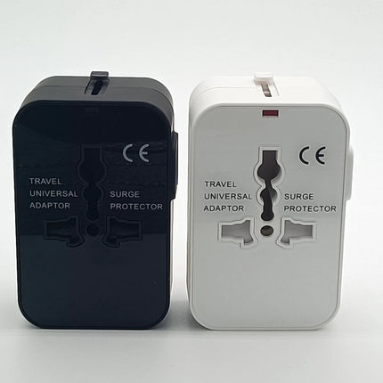 Travel Adapter with Dual USB Charging Ports, international plug adapter for 110V and 220V, black or white