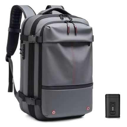 Vacuum Travel Backpack with Internal Compression System, Expandable Carry On Bag with Dry and Damp Storage Zones and Coded Zipper