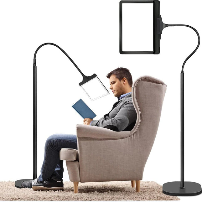 Floor Lamp with Magnifier, LED Floor Lamp with Gooseneck Arm, Magnifying Floor Lamp for Craft and Sewing