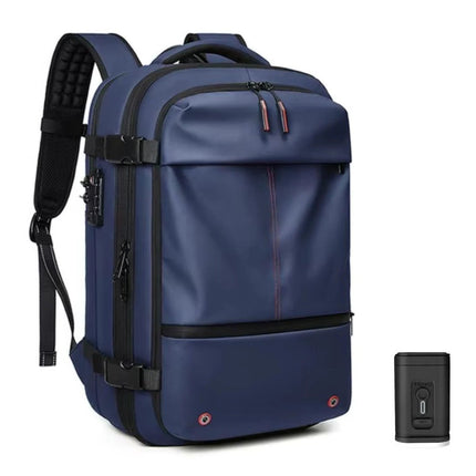 Vacuum Travel Backpack with Internal Compression System, Expandable Carry On Bag with Dry and Damp Storage Zones and Coded Zipper