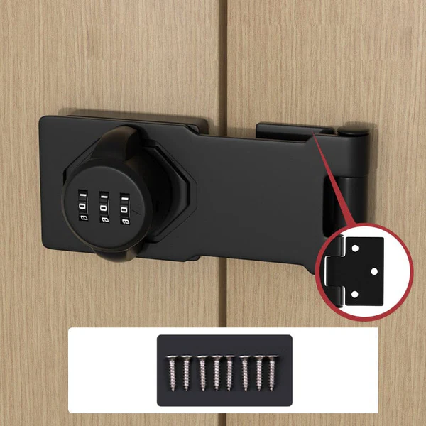 Tuzwa Combination Cam Lock – 3-Digit Resettable Cabinet Lock, 1,000 Codes, Zinc Alloy, Chrome Dials, 2/3-Hole Baseplate, Silver/Black
