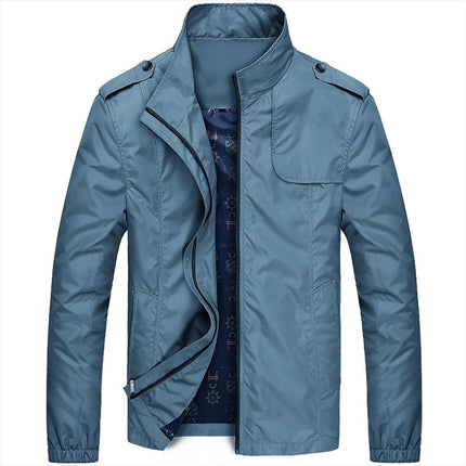 Mens Jacket with Stand Up Collar, Zip Up Jacket with Pockets – image 8
