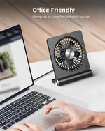 Tuzwa Quiet USB Desk Fan – 3-Speed Personal Table Fan with 220° Adjustable Tilt, 30–35 dB Low-Noise Operation & Compact Design