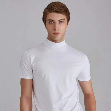 Mens T Shirt Turtleneck, Short Sleeve Mock Turtleneck Shirt – image 8