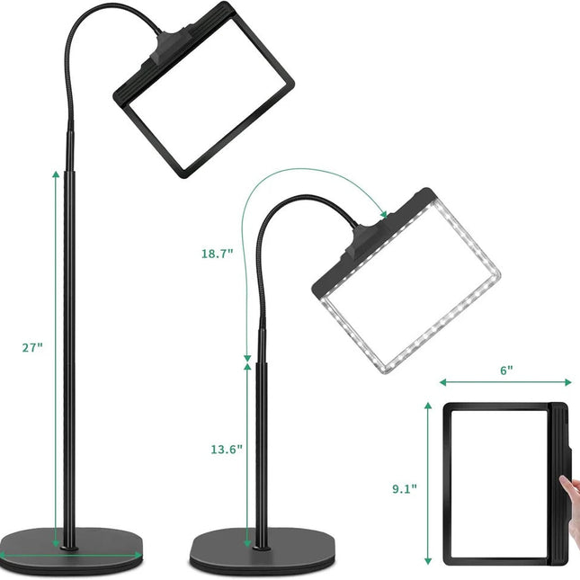 Floor Lamp with Magnifier, LED Floor Lamp with Gooseneck Arm