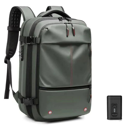 Vacuum Travel Backpack with Internal Compression System, Expandable Carry On Bag with Dry and Damp Storage Zones and Coded Zipper
