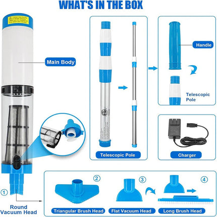 Cordless Pool Vacuum Cleaner, Rechargeable Pool Cleaner with 3 Brush Heads – image 11