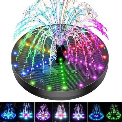 Pond Fountain with 60 LED Lights, Color Changing Solar Fountain Pump