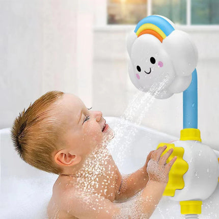 Baby Bath Toy Cloud Shower Head, Bathtub Toy with Sun Handle for Sensory Water Play, Interactive Infant Bath Toy