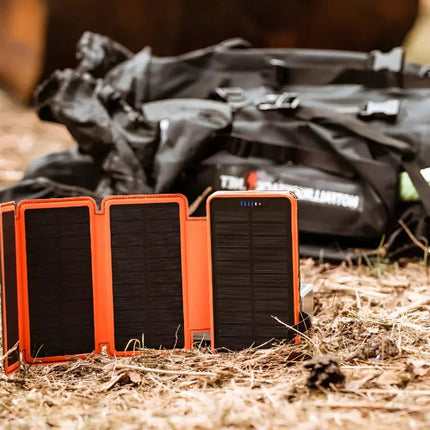 Solar Power Bank 26800mAh with 4 Foldable Solar Panels, Solar Battery Charger with Flashlight