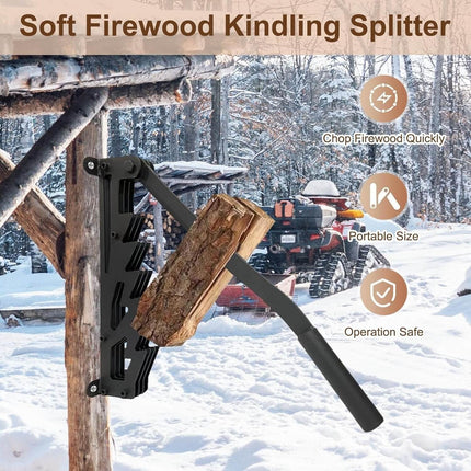 Wall Mounted Firewood Kindling Splitter, Manual Log Splitter with Adjustable 180 Degree Handle for Indoor and Outdoor Wood Splitting