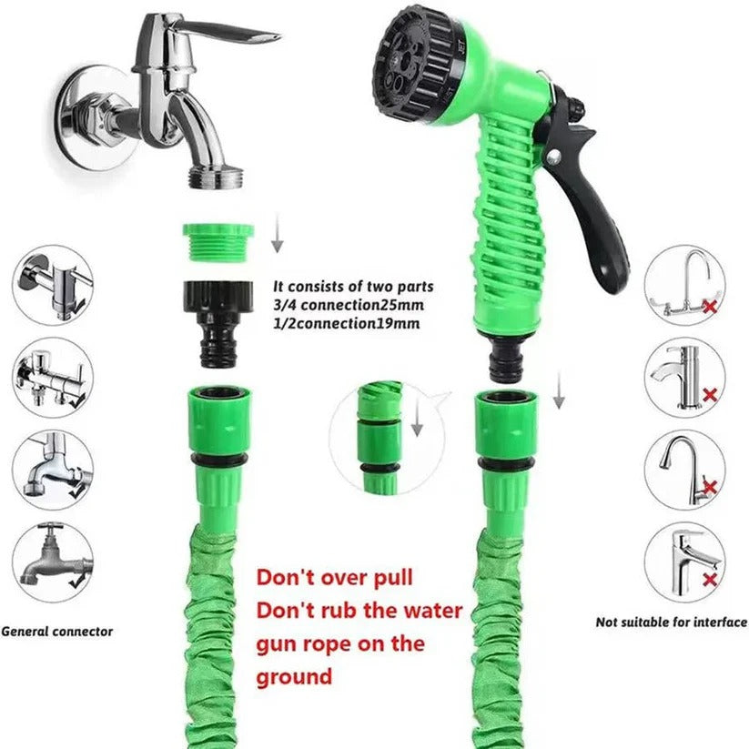 Tuzwa Expandable Garden Hose – 3X Flexible Water Hose with 7-Pattern Spray Nozzle, Flow Control & 25–200 Ft Length Options
