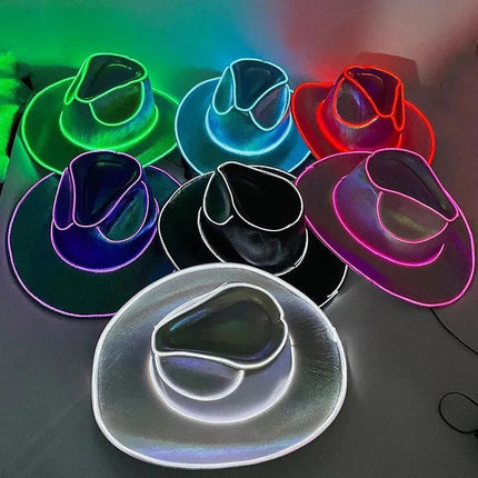 Light Up Cowboy Hat with LED Lights for Adults, Glowing LED Cowboy Hats with Lighted Brim – image 9