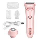 Tuzwa Women's Electric Shaver – IPX7 Wet & Dry Cordless Razor with Dual Heads, 3-Layer Floating Blades, LCD & 120-Min Runtime