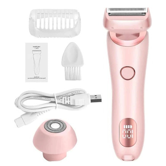 Tuzwa Women's Electric Shaver – IPX7 Wet & Dry Cordless Razor with Dual Heads, 3-Layer Floating Blades, LCD & 120-Min Runtime