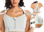 Tuzwa High Support Sports Bra – Front Zip Workout Bra with Adjustable Shoulder Straps & Structured Secure Fit for Exercise, Walking & Daily Wear