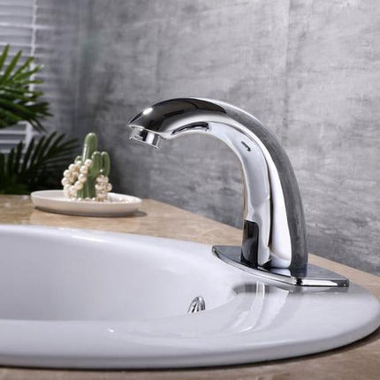 Bathroom Sink Faucet with Sensor, Touchless Faucet Motion Activated for Hands Free Use, Brass Faucet with Chrome Surface