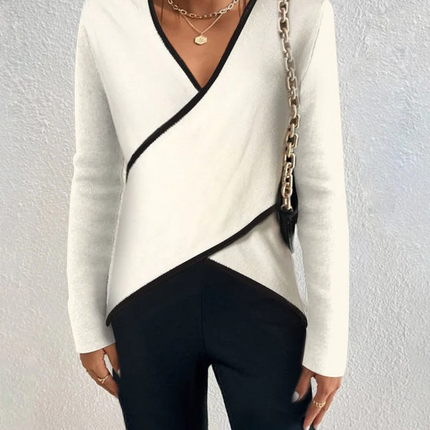 Wool Sweater, Ivory Sweater with V Neck – image 4