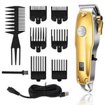 Tuzwa Cordless Hair Clipper Set – Ceramic Blade Barber Clippers with Adjustable Taper Lever, Outliner Trimmer, Foil Shaver & LED Battery Display