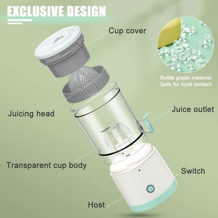 USB Charging Portable Juicer, Rechargeable Personal Blender for Smoothies and Fresh Fruit Juice, Compact Travel Juice Cup for the Gym