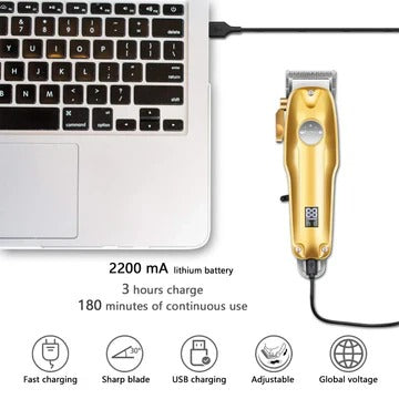 Tuzwa Cordless Hair Clipper Set – Ceramic Blade Barber Clippers with Adjustable Taper Lever, Outliner Trimmer, Foil Shaver & LED Battery Display