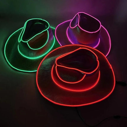 Light Up Cowboy Hat with LED Lights for Adults, Glowing LED Cowboy Hats with Lighted Brim – image 11