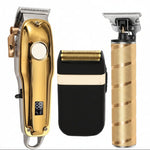 Tuzwa Cordless Hair Clipper Set – Ceramic Blade Barber Clippers with Adjustable Taper Lever, Outliner Trimmer, Foil Shaver & LED Battery Display