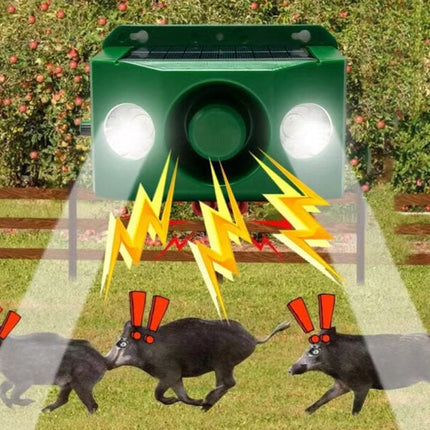 Warning Lights Solar Powered Animal Deterrent with Loud Alarm, Solar Flashing Light for Raccoons, Deer Repellent Device