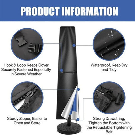 Patio Umbrella Cover with Telescopic Rod, Waterproof Outdoor Umbrella Cover with Zipper for Cantilever Parasols – image 9