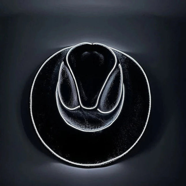 Light Up Cowboy Hat with LED Lights for Adults, Glowing LED Cowboy Hats with Lighted Brim
