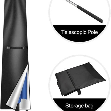 Patio Umbrella Cover with Telescopic Rod, Waterproof Outdoor Umbrella Cover with Zipper for Cantilever Parasols – image 7