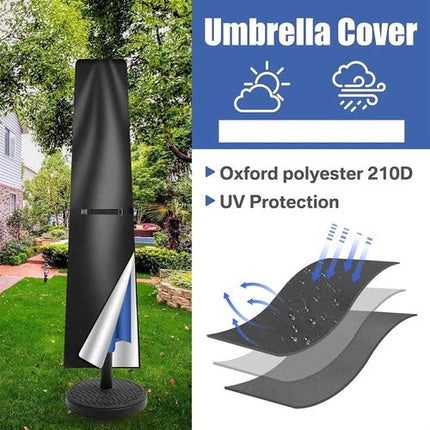 Patio Umbrella Cover with Telescopic Rod, Waterproof Outdoor Umbrella Cover with Zipper for Cantilever Parasols – image 6