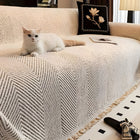 Couch Cover Non Slip, Herringbone Stripe Sofa Cover with Water Resistant Face