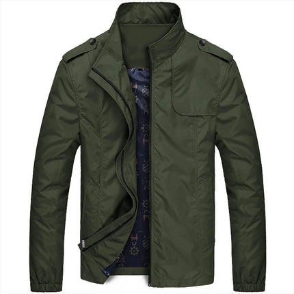 Mens Jacket with Stand Up Collar, Zip Up Jacket with Pockets – image 10