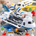 Tuzwa Airplane Toy Set for Kids – 20-Piece Friction-Powered Airport Playset with Vehicles & Sound, Ages 3–12