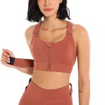 Tuzwa High Support Sports Bra – Front Zip Workout Bra with Adjustable Shoulder Straps & Structured Secure Fit for Exercise, Walking & Daily Wear