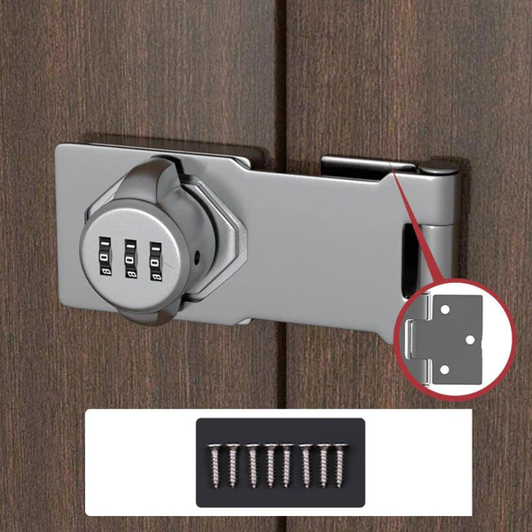 Tuzwa Combination Cam Lock – 3-Digit Resettable Cabinet Lock, 1,000 Codes, Zinc Alloy, Chrome Dials, 2/3-Hole Baseplate, Silver/Black