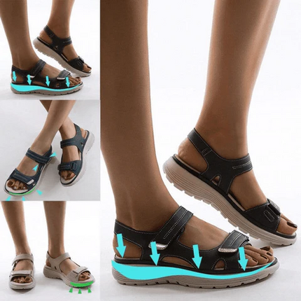 Womens Orthopedic Platform Sandals Adjustable Straps Ergonomic Summer Walking Shoes Nude Blue Black