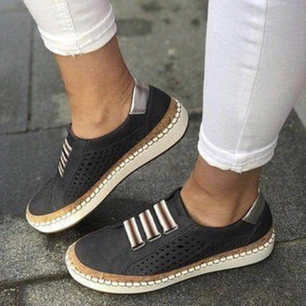 Women's breathable flat bottom sneakers, wide toe box comfort shoes with arch support insole, US 4 to 10
