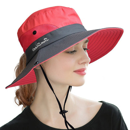 UV Protection Foldable Sun Hat for Women, Packable Summer Beach Hat with Adjustable Drawstring, Windproof and Breathable Sun Cap