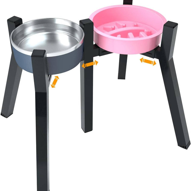 Elevated Dog Bowl Stand, Adjustable Metal Stand for Raised Dog Bowls
