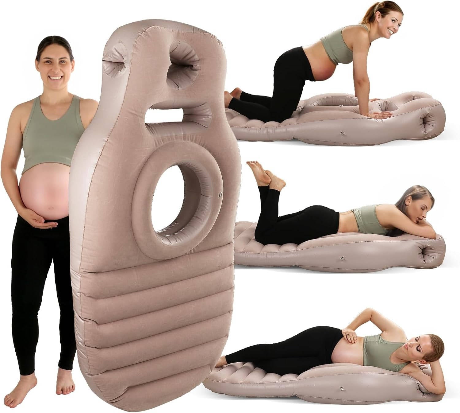 Tuzwa Inflatable Pregnancy Pillow – 65" Maternity Support Pillow with Dual Air Chambers, Adjustable Firmness & Compact Deflatable Design