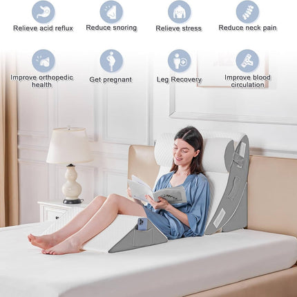 Orthopedic Bed Wedge Pillow Set, Adjustable Bed Pillow for Reading