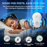 Tuzwa Ultrasonic Pest Repeller 6 Pack – Plug-In Electronic Pest Deterrent with Dual Frequency Modes, Night Light & Up to 1600 Sq Ft Stated Coverage