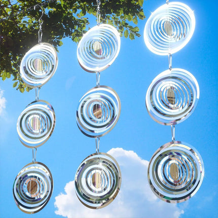 Bird Deterrents Outdoor, Reflective Wind Spinner, Squirrel Deterrent, Stainless Steel Bird Repellent Device for Garden