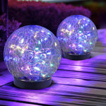Tuzwa Solar Garden Lights – Cracked Glass Globe Pathway Lights with 20 LEDs, 600mAh Battery, Dusk-to-Dawn Sensor & IP65 Protection