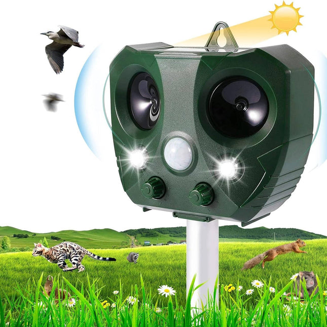 Bird Deterrent for Garden, Ultrasonic Pest Repeller with Motion Sensor and LED Flash, Solar Pigeon Deterrent